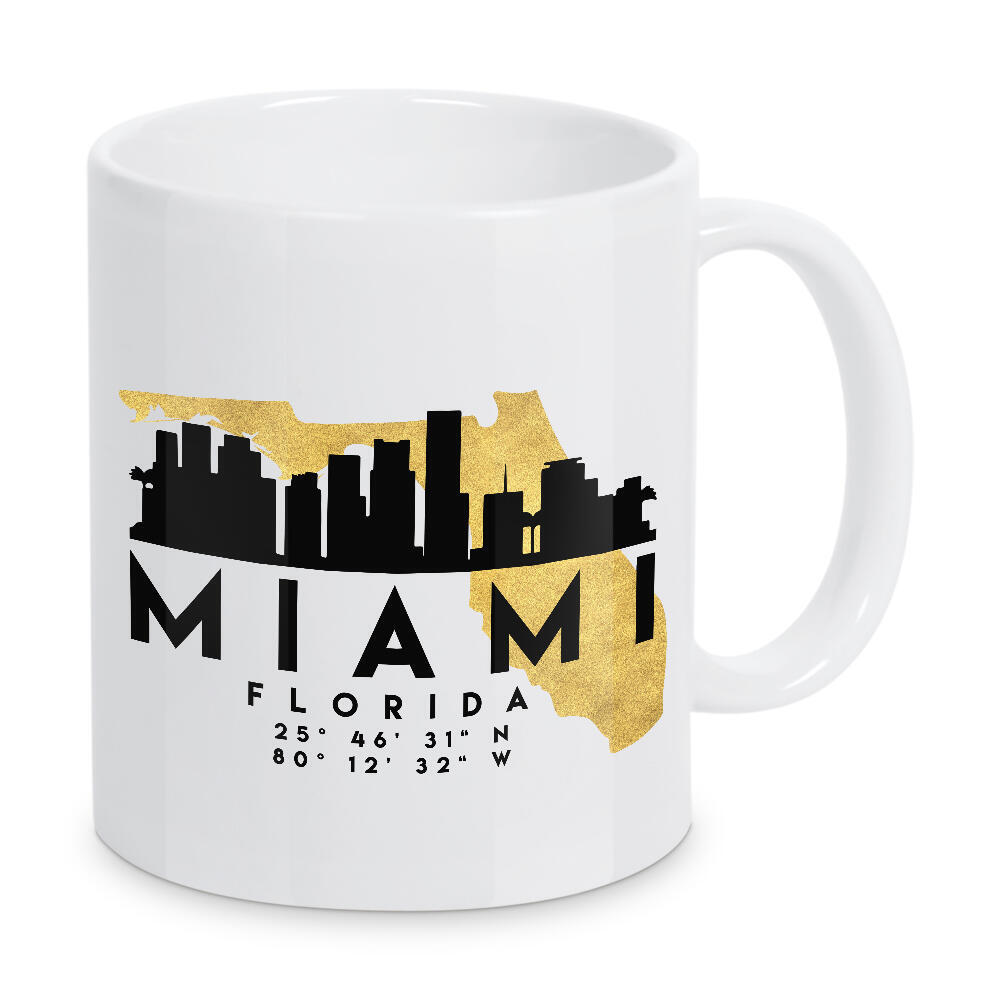Tasse "MIAMI FLORIDA SKYLINE MAP ART" artboxONE - Städte,Reise,Kartografie
