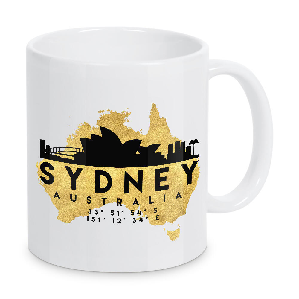 Tasse "SYDNEY AUSTRALIA SKYLINE MAP ART" artboxONE - Städte,Reise,Städte / Sydney,Kartografie