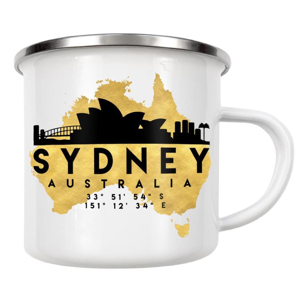Emaille Tasse "SYDNEY AUSTRALIA SKYLINE MAP ART" artboxONE - Städte,Reise,Städte / Sydney,Kartografie