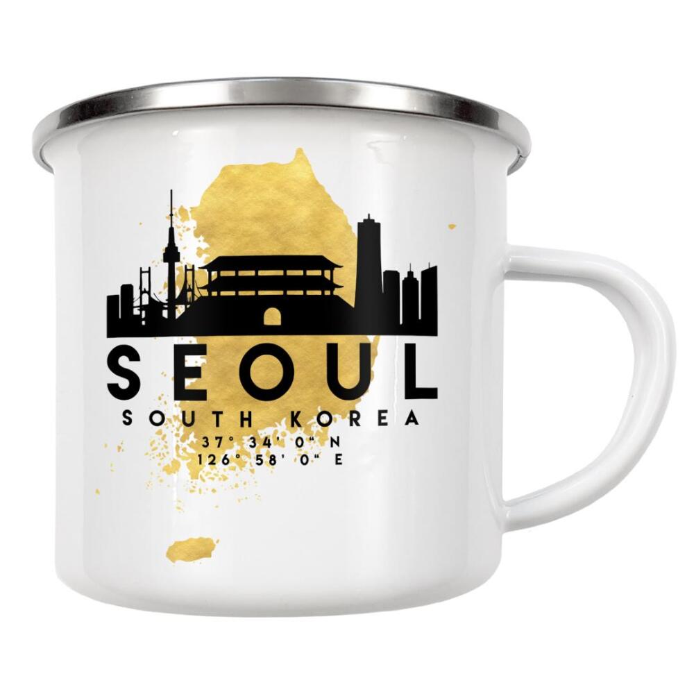 Emaille Tasse "SEOUL SOUTH KOREA SKYLINE MAP ART" artboxONE - Städte,Reise,Kartografie