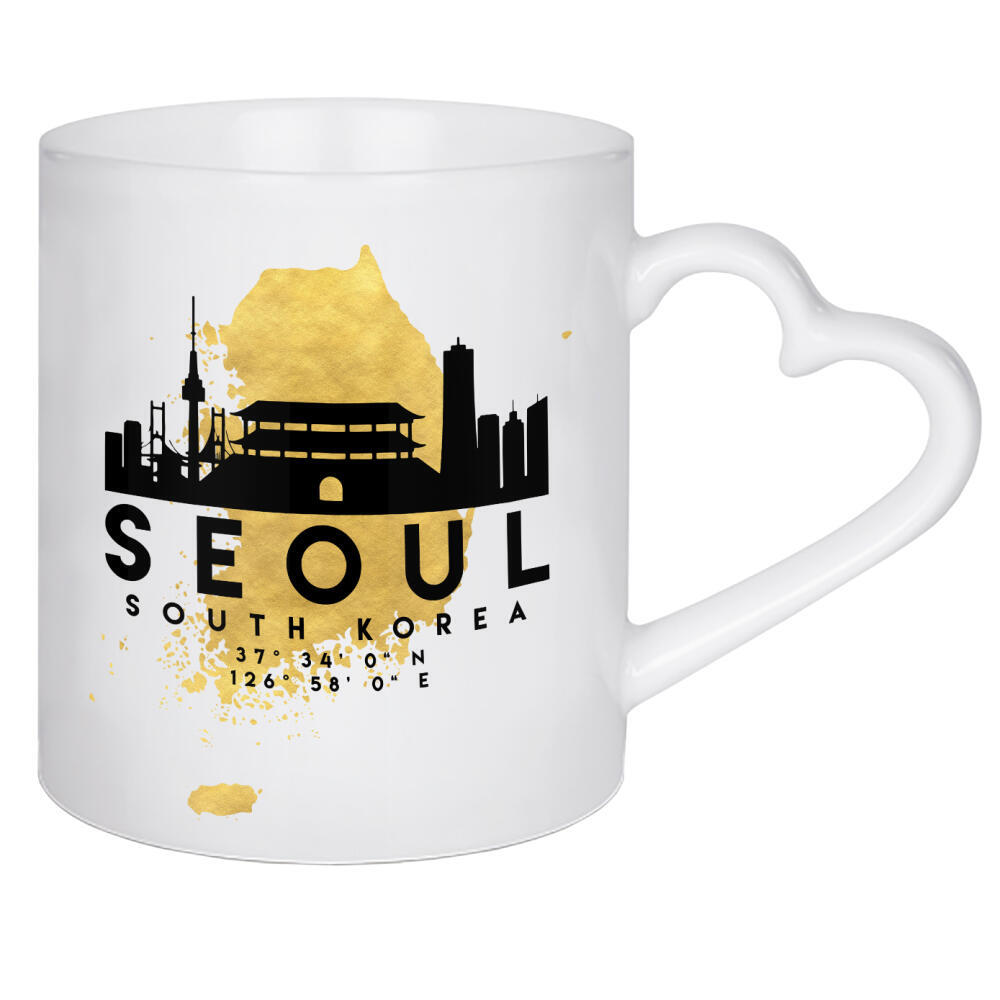 Herztasse "SEOUL SOUTH KOREA SKYLINE MAP ART" artboxONE - Städte,Reise,Kartografie