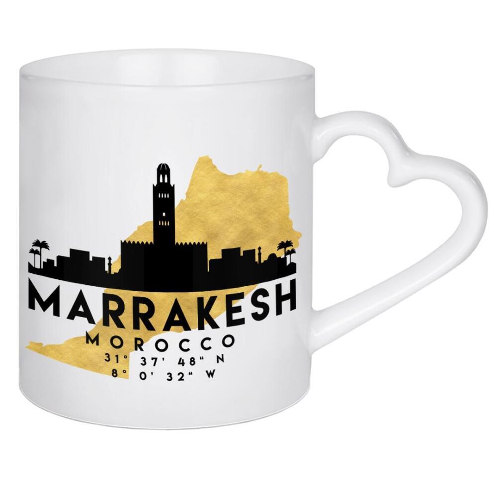 Herztasse "MARRAKESH MOROCCO SKYLINE MAP ART" artboxONE - Städte,Reise,Kartografie