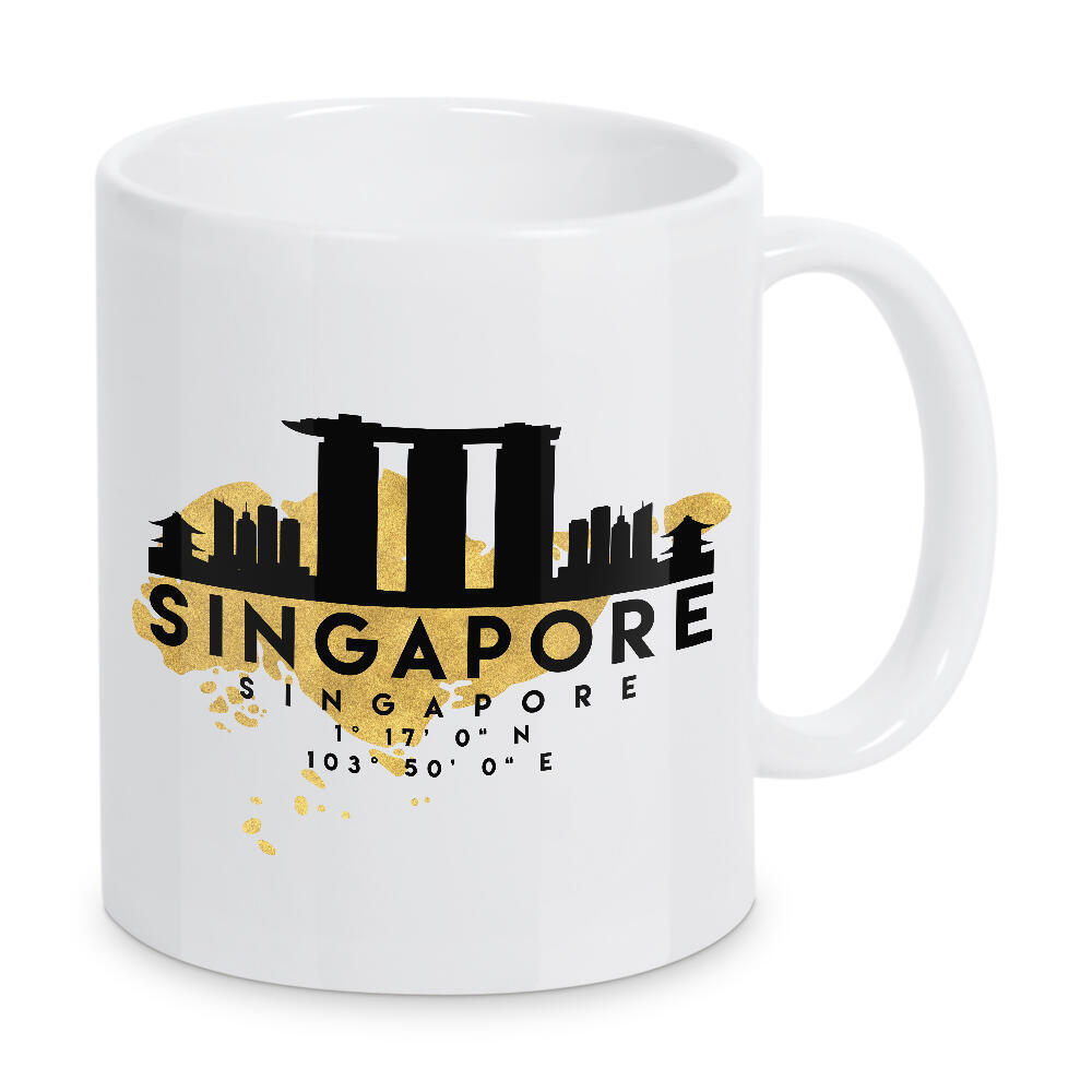 Tasse "SINGAPORE SKYLINE MAP ART" artboxONE - Städte,Reise,Städte / Singapur,Kartografie