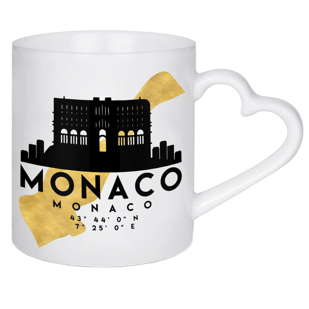 Herztasse "MONACO SKYLINE MAP ART" artboxONE - Städte,Reise,Kartografie