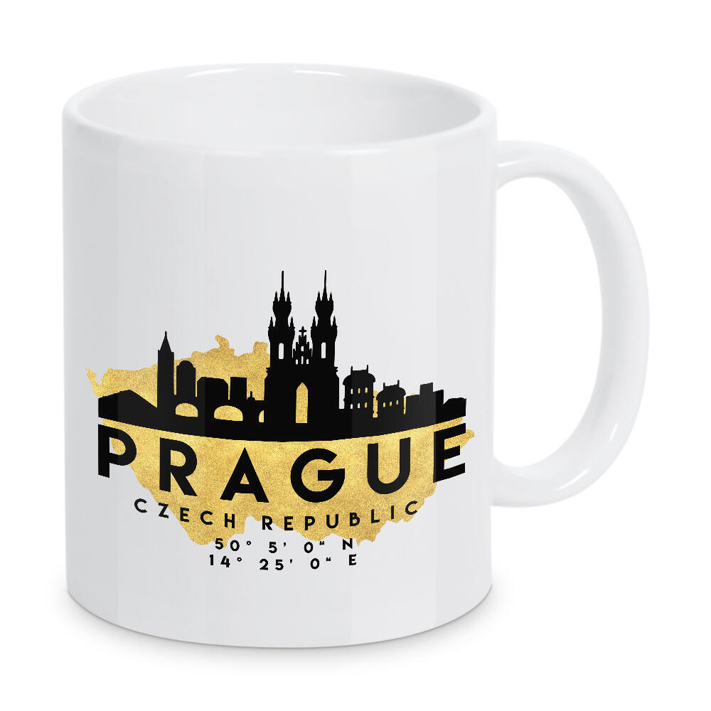 Tasse "PRAGUE CZECH SKYLINE MAP ART" artboxONE - Städte,Reise,Städte / Prag,Kartografie