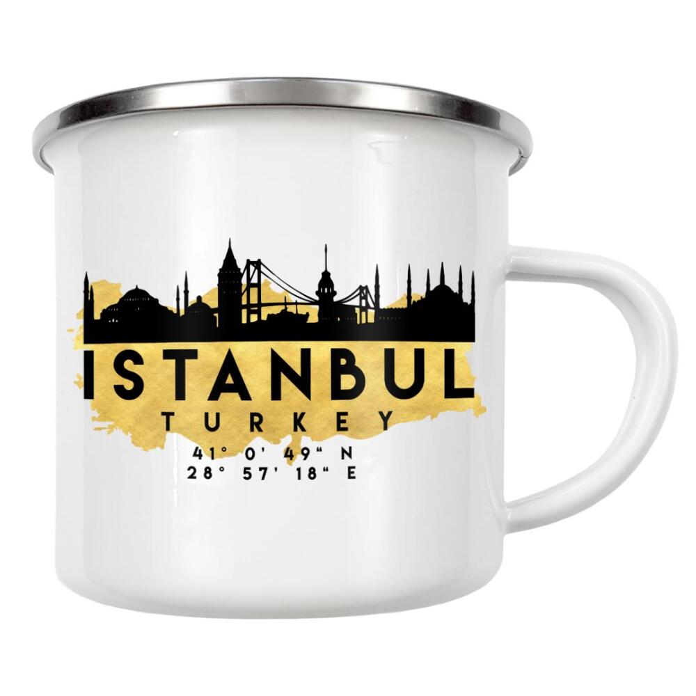 Emaille Tasse "ISTANBUL TURKEY SKYLINE MAP ART" artboxONE - Städte,Reise,Städte / Istanbul,Kartografie