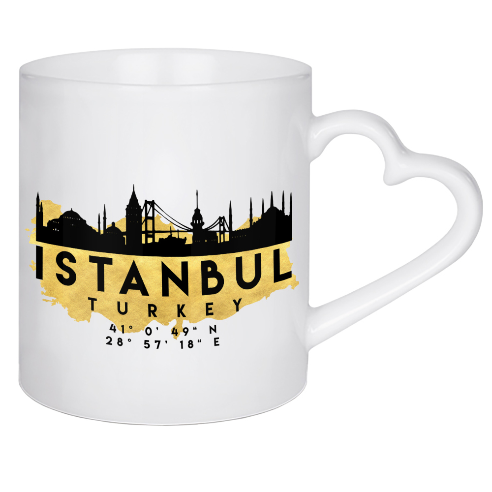 Herztasse "ISTANBUL TURKEY SKYLINE MAP ART" artboxONE - Städte,Reise,Städte / Istanbul,Kartografie
