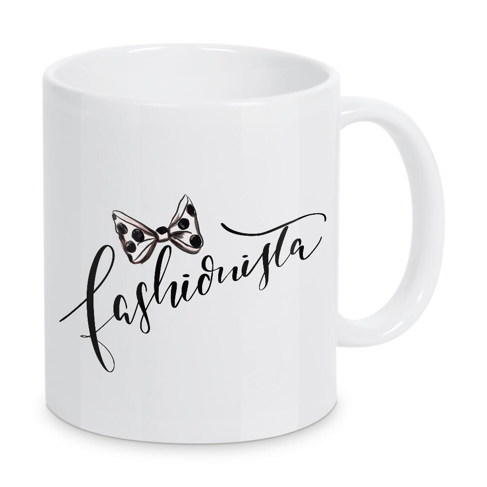 Tasse "Fashionista" artboxONE - Typografie,Schwarzweiß,Fashion,Für Mama