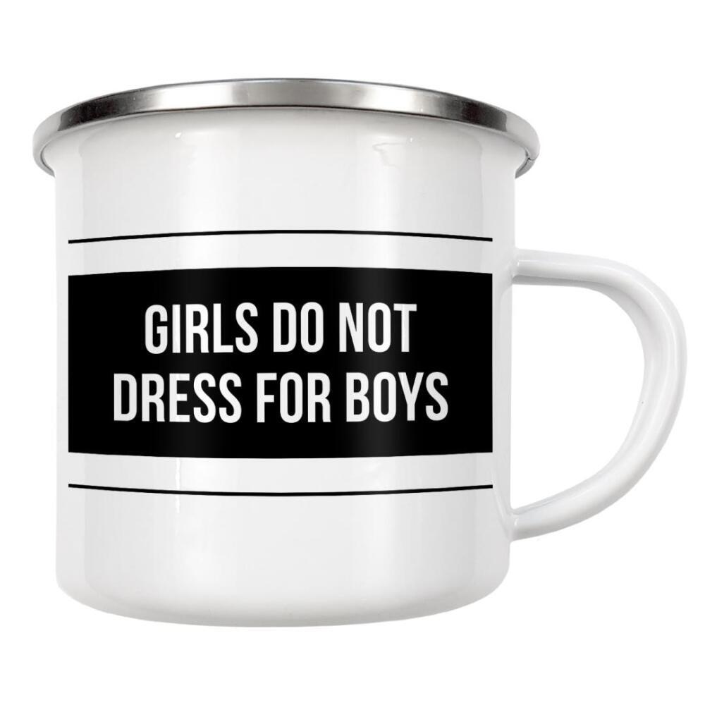 Emaille Tasse "Girls Do Not Dress For Boys" artboxONE - Typografie,Schwarzweiß,Fashion
