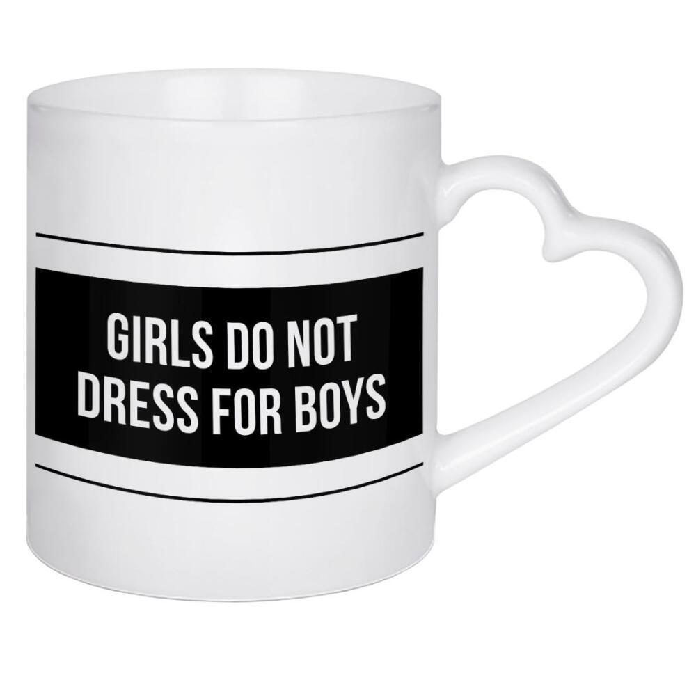 Herztasse "Girls Do Not Dress For Boys" artboxONE - Typografie,Schwarzweiß,Fashion