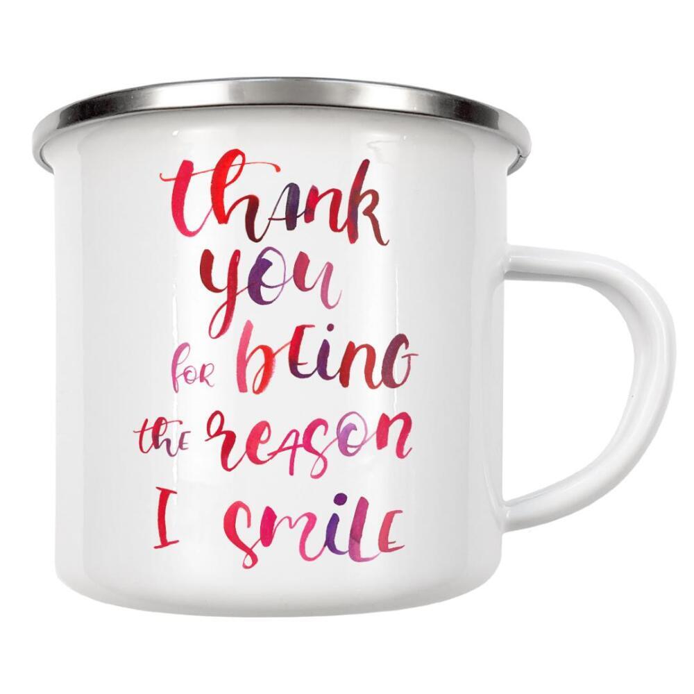 Emaille Tasse "Thank you 2" artboxONE - Typografie,Liebe