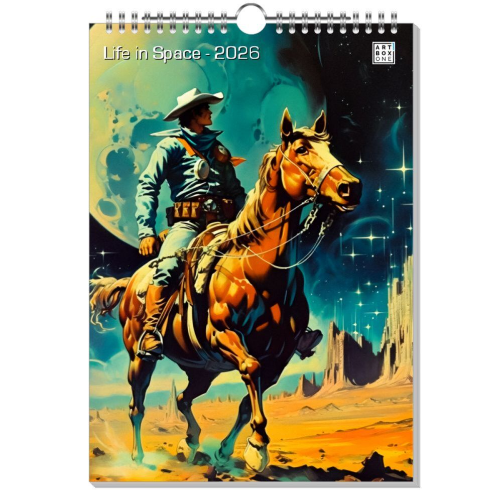 artboxONE Wandkalender A4 2026 Life in Space Surrealismus