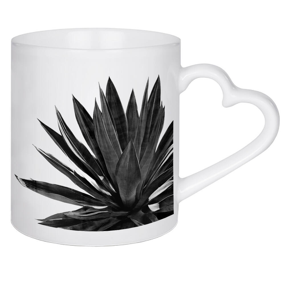 Herztasse "Ginkgo Palm Black White" artboxONE - Natur,Floral,Schwarzweiß
