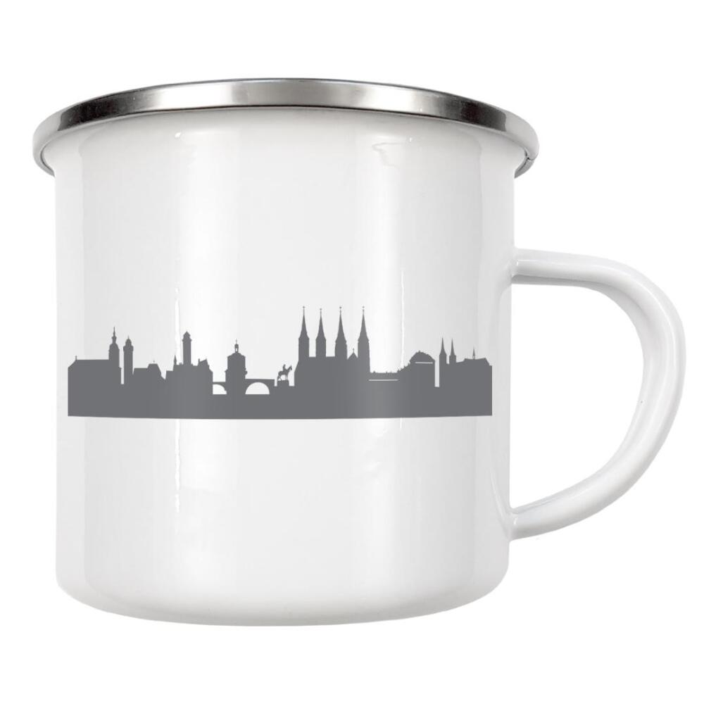 Emaille Tasse "BAMBERG 02 Dunkelgraue Skyline" artboxONE - Städte,Reise,Schwarzweiß,Städte / Weitere