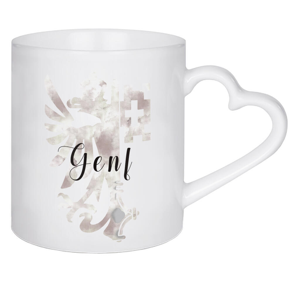 Herztasse "Genf 7" artboxONE - Städte,Typografie,Reise,Tiere,Reise / Länder,Städte / Weitere