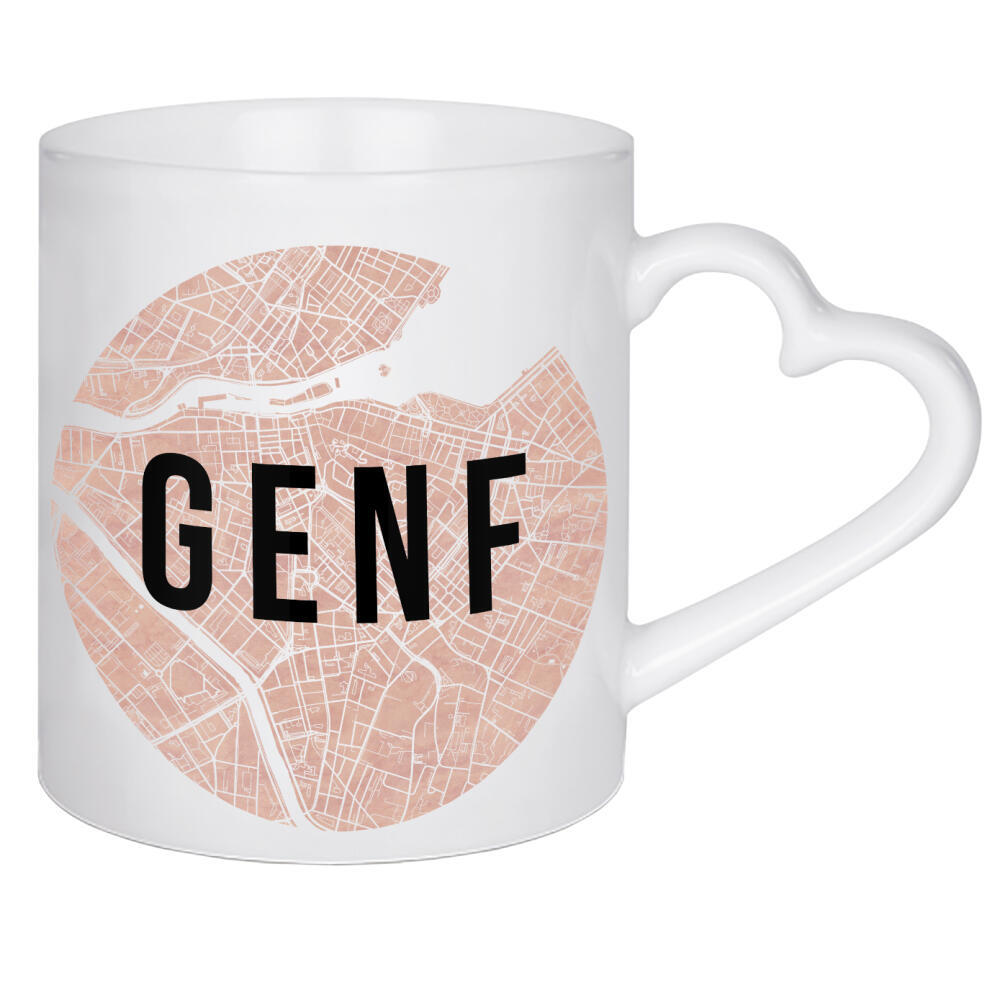 Herztasse "Genf 8" artboxONE - Städte,Typografie,Reise,Reise / Länder,Städte / Weitere,Kartografie