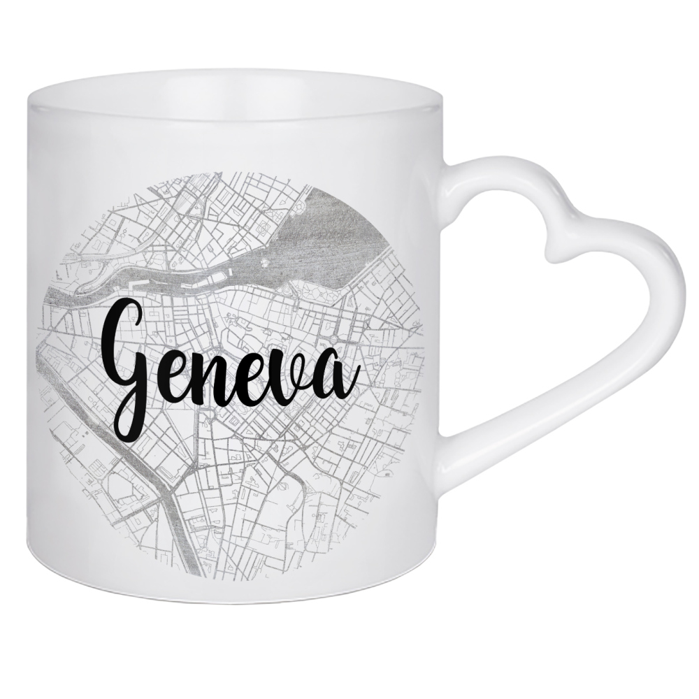 Herztasse "Genf 10" artboxONE - Städte,Typografie,Reise,Reise / Länder,Städte / Weitere,Kartografie