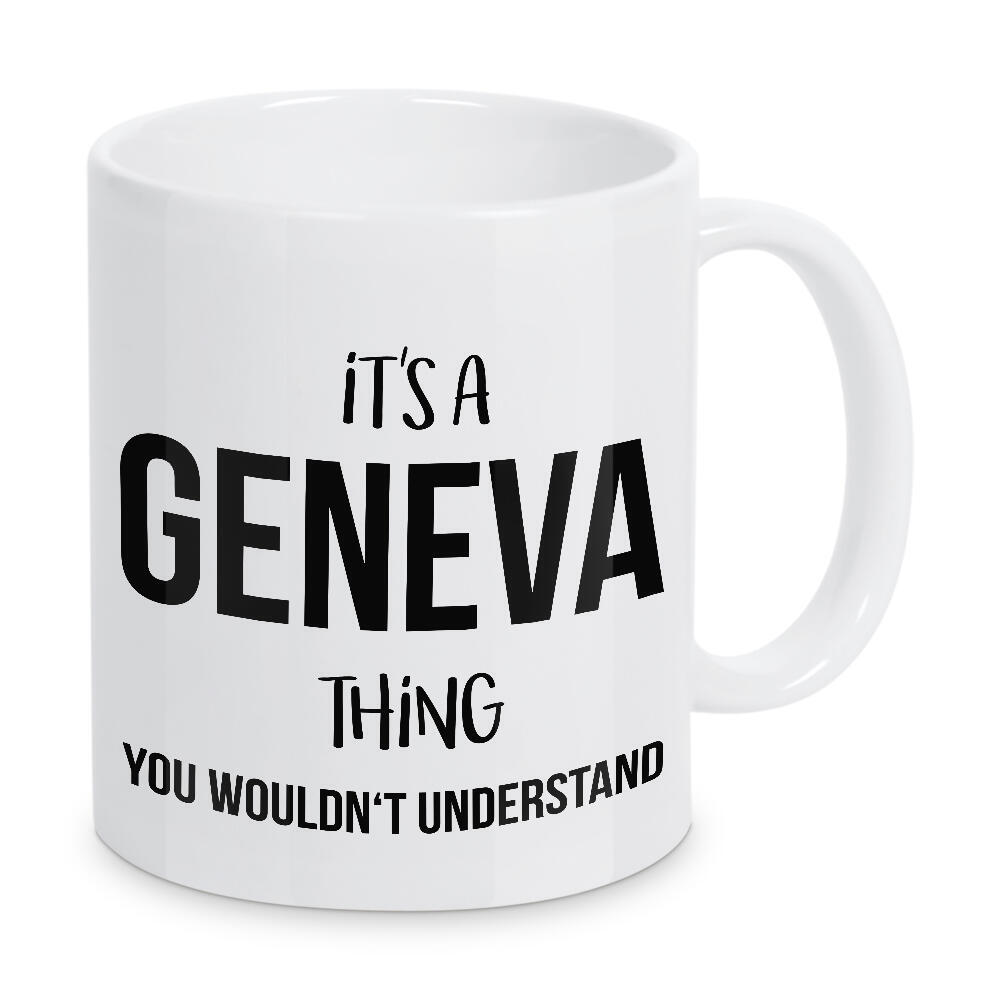 Tasse "Genf 15" artboxONE - Städte,Typografie,Reise,Schwarzweiß,Reise / Länder,Städte / Weitere