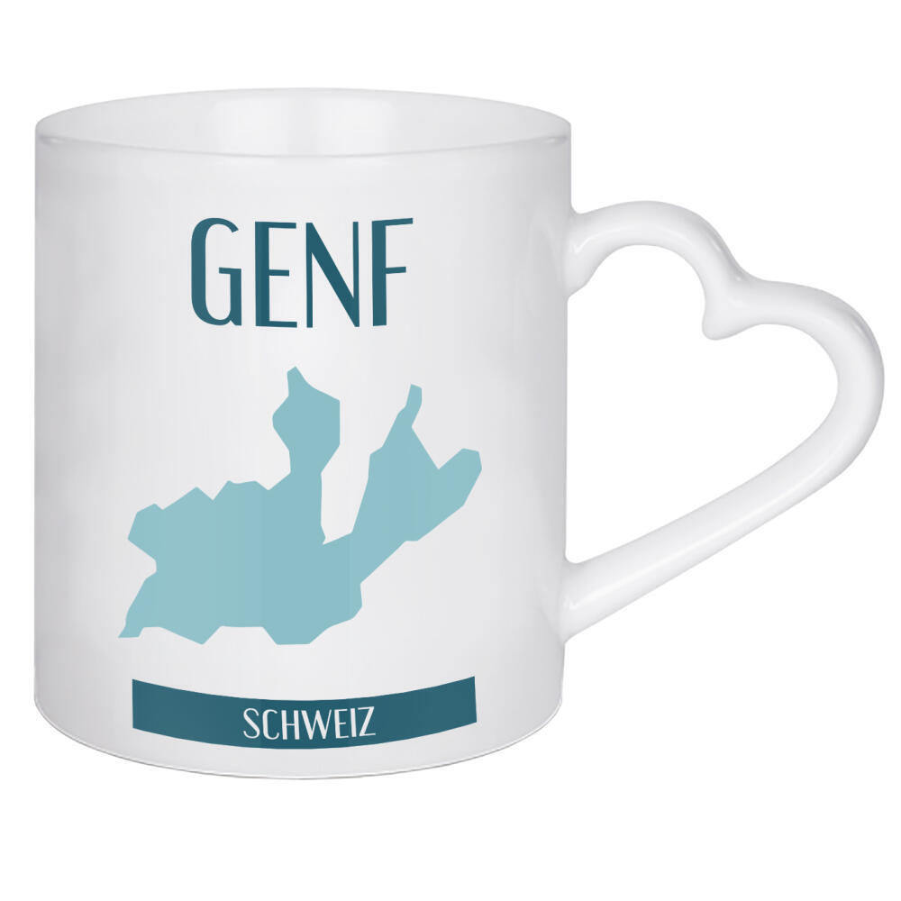 Herztasse "Genf 19" artboxONE - Städte,Typografie,Reise,Reise / Länder,Städte / Weitere