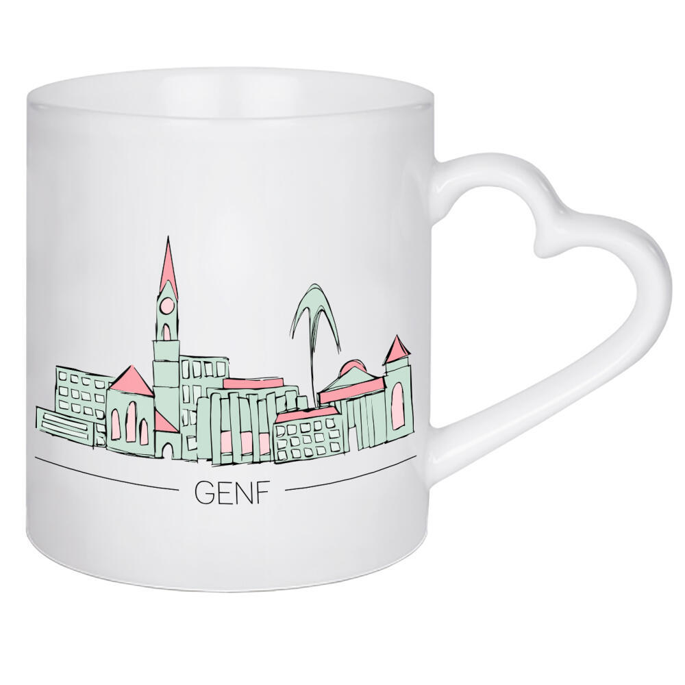 Herztasse "Genf 21" artboxONE - Städte,Typografie,Reise,Reise / Länder,Städte / Weitere
