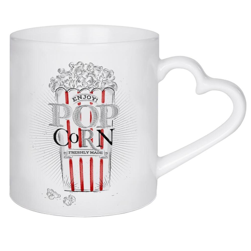 Herztasse "Popcorn" artboxONE - Typografie,Essen & Trinken,Schwarzweiß,Fashion