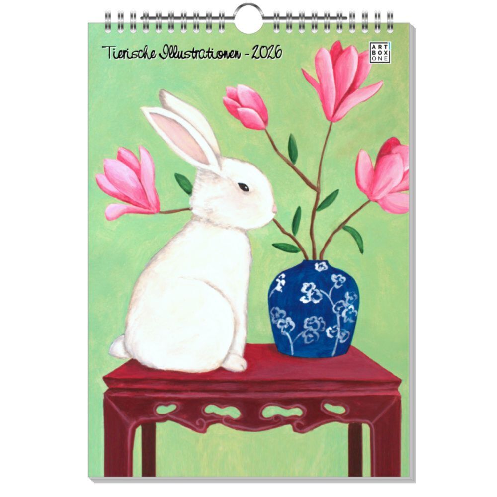 artboxONE Wandkalender A4 2026 Tierische Illustrationen Tiere