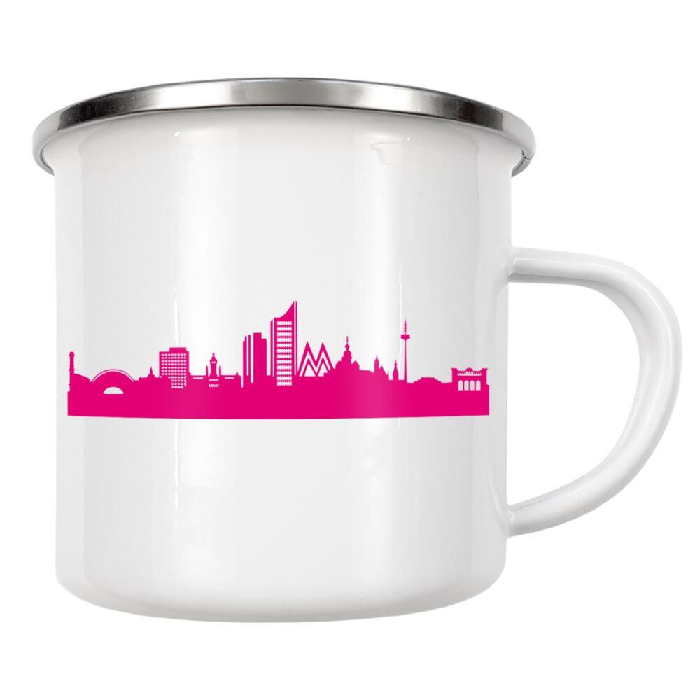 Emaille Tasse "LEIPZIG 04 Pink Skyline Print" artboxONE - Städte,Reise,Städte / Weitere