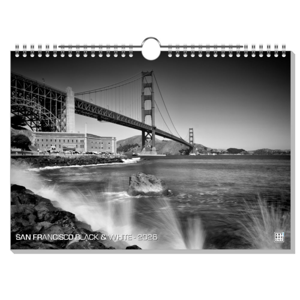 artboxONE Wandkalender A4 2026 SAN FRANCISCO BLACK & WHITE San francisco