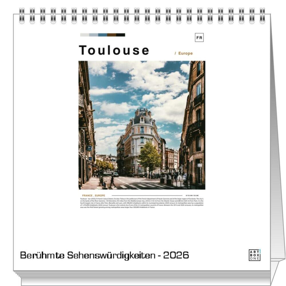 artboxONE Mini-Tischkalender 2026 Berühmte Sehenswürdigkeiten Tischkalender Klein 2026 Reise