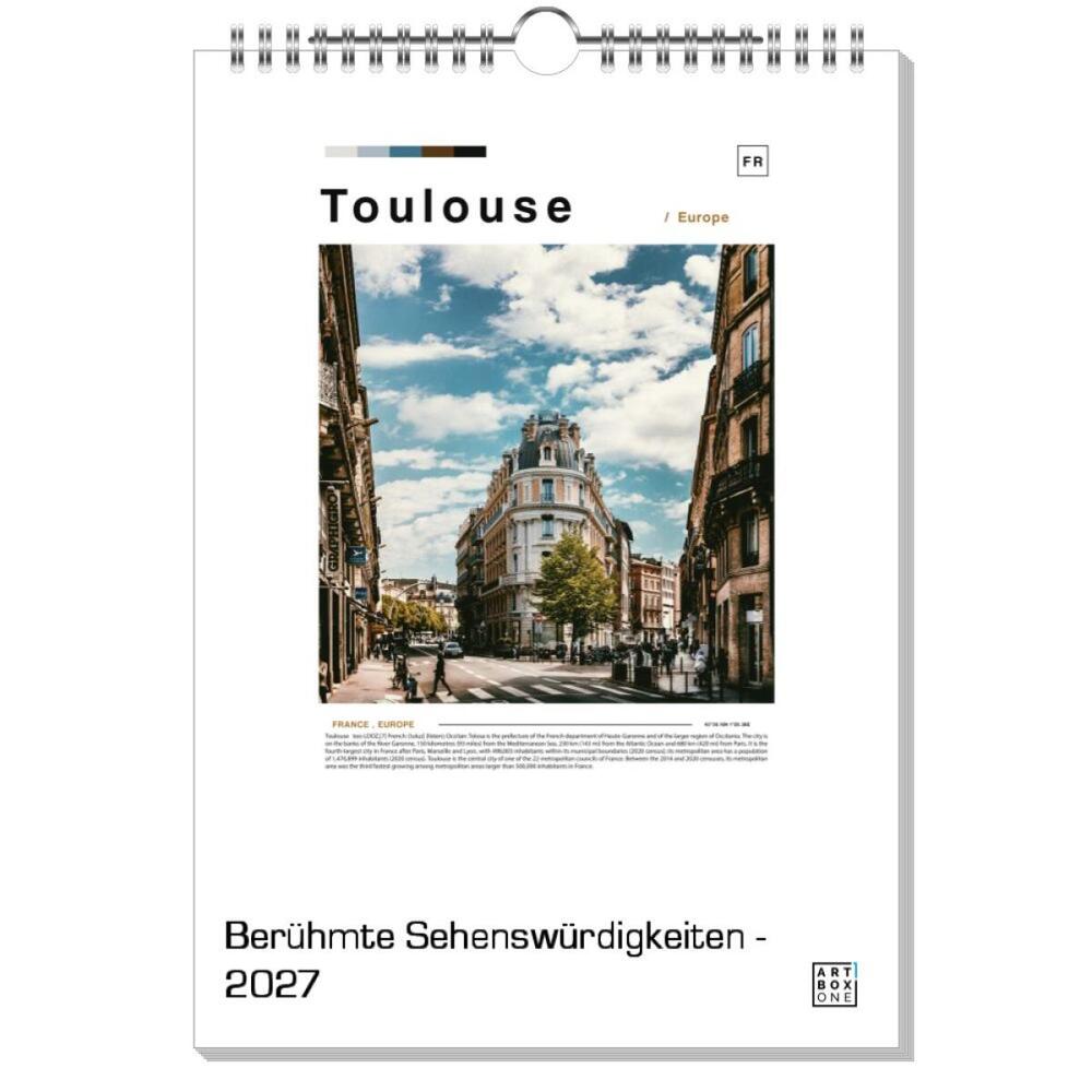artboxONE Wandkalender A4 2025 Berühmte Sehenswürdigkeiten Sehenswürdigkeiten