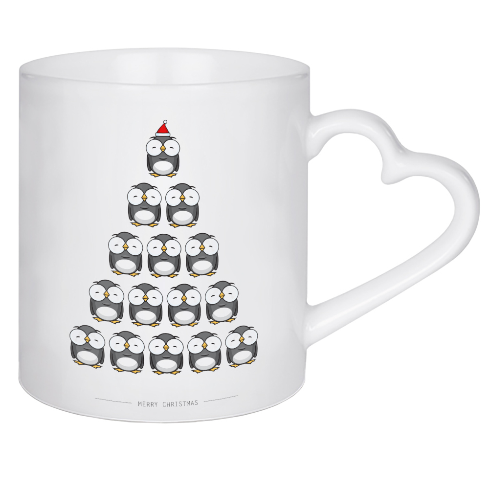 Herztasse "Penguins Xmas" artboxONE - Für Kinder,Tiere,Comic,Schwarzweiß,Weihnachten