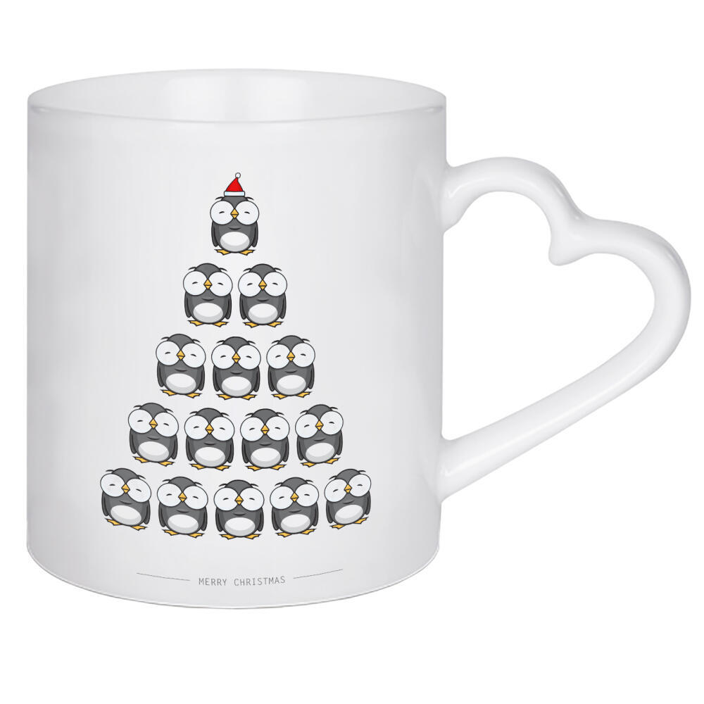 Herztasse "Penguins Xmas" artboxONE - Für Kinder,Tiere,Comic,Schwarzweiß,Weihnachten