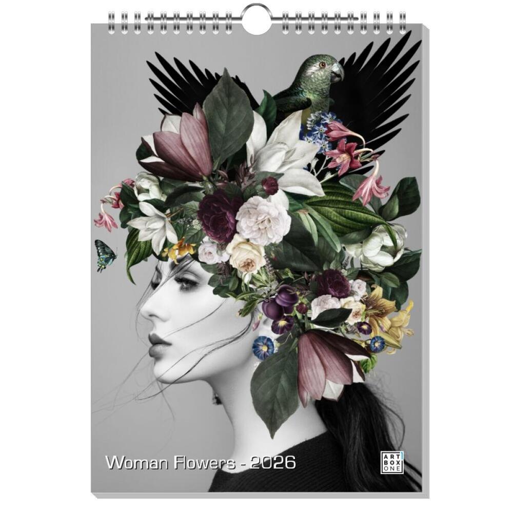 artboxONE Wandkalender A4 2026 Woman Flowers Frauen mit blumen