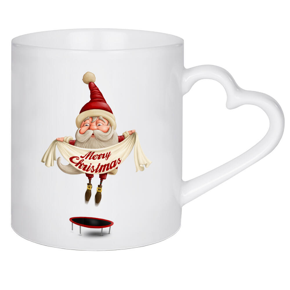 Herztasse "Santa Claus Jumping on trampoline" artboxONE - Festivals