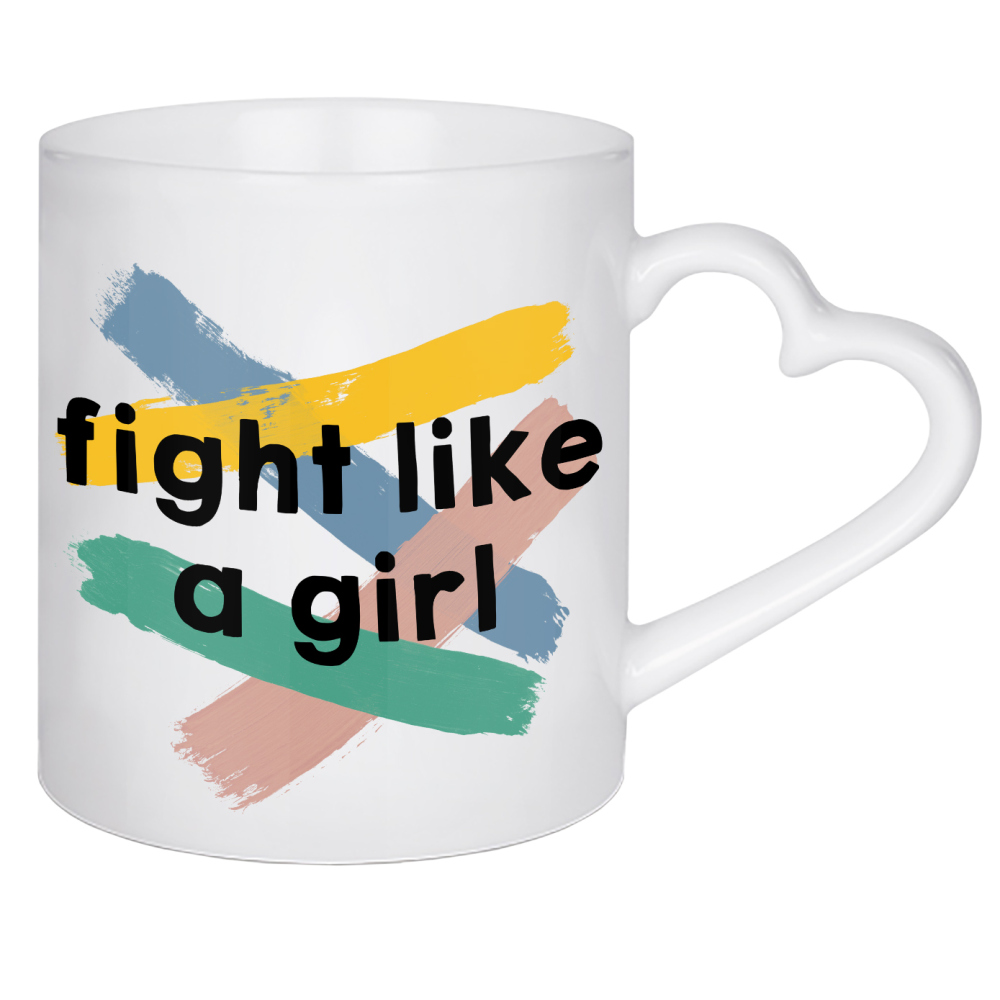 Herztasse "Fight Like A Girl" artboxONE - Typografie,Fashion