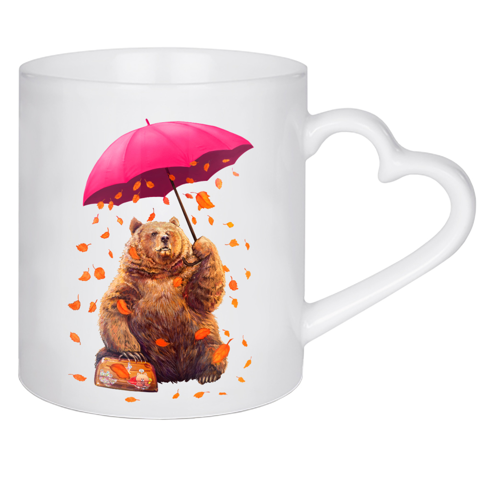 Herztasse "Autumn bear" artboxONE - Natur,Tiere,Schwarzweiß