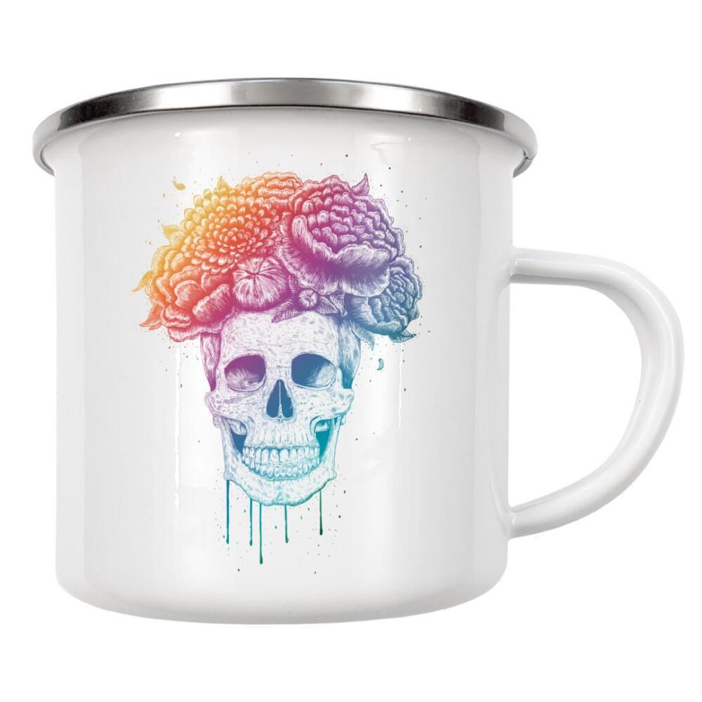 Emaille Tasse "Colorful skull" artboxONE - Natur,Floral,Menschen,Schwarzweiß