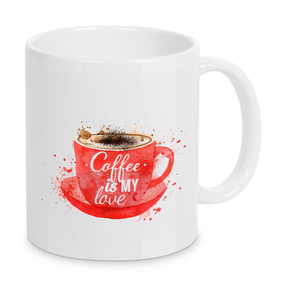 Tasse "Watercolor red cup of cappuccino" artboxONE - Essen & Trinken,Schwarzweiß