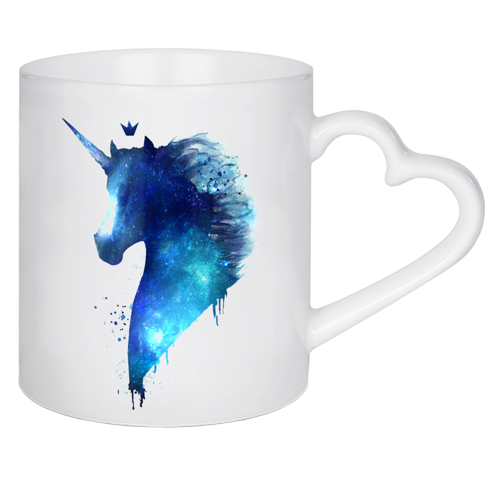 Herztasse "Cosmic unicorn" artboxONE - Natur,Tiere,Schwarzweiß,Galaxy