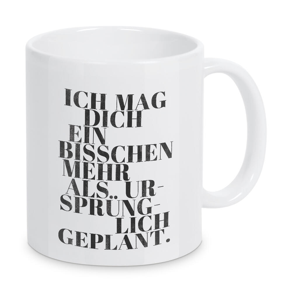 Tasse "Geplant" artboxONE - Typografie,Schwarzweiß,Liebe,Für Mama,Für Papa