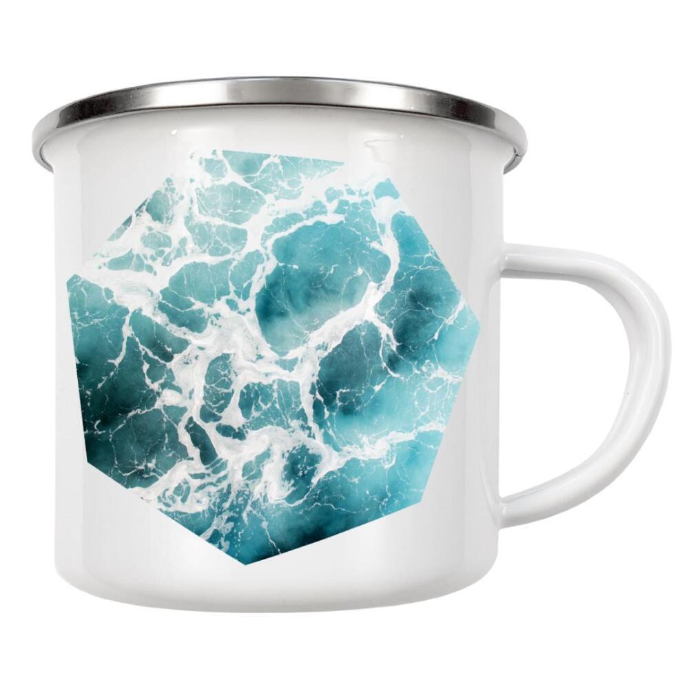 Emaille Tasse "Foam Ocean" artboxONE - Natur,Reise,Abstrakt,Geometrie,Unterwasser - Meer,Wasser,Wellen,Schaum,Ocean