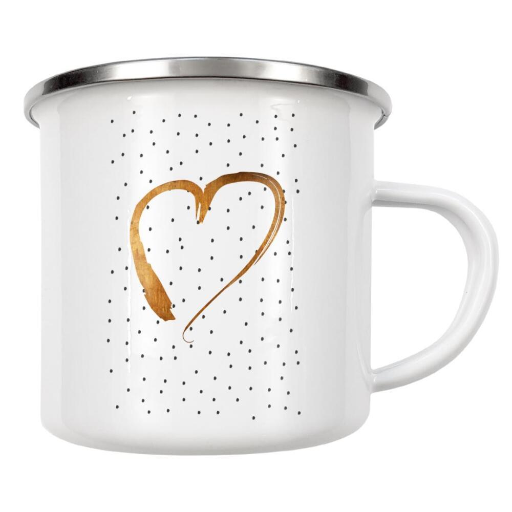Emaille Tasse "Heart 01" artboxONE - Für Kinder,Abstrakt,Menschen,Schwarzweiß,Liebe,Für Mama,Für Papa