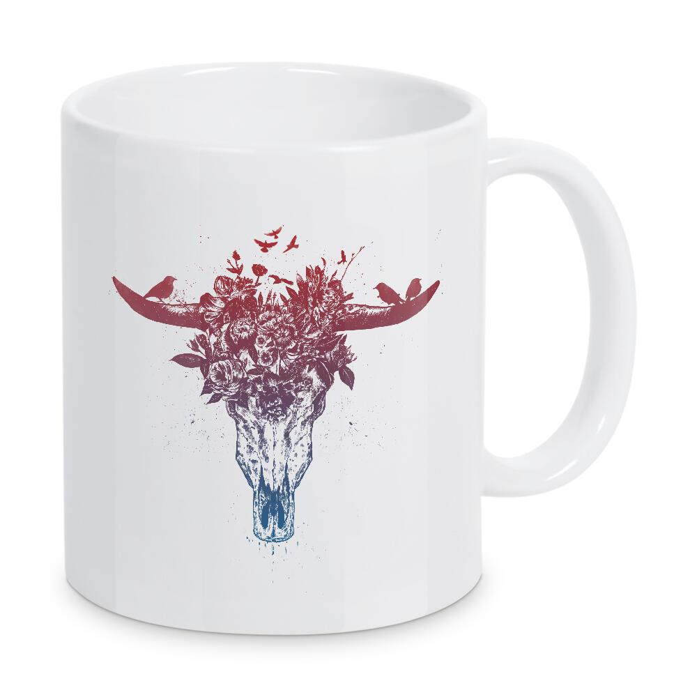 Tasse "Dead summer" artboxONE - Natur,Tiere - Bull,Skull,Floral,Flowers,Nature,Drawing,Ink,Tattoo,Summer,Spring
