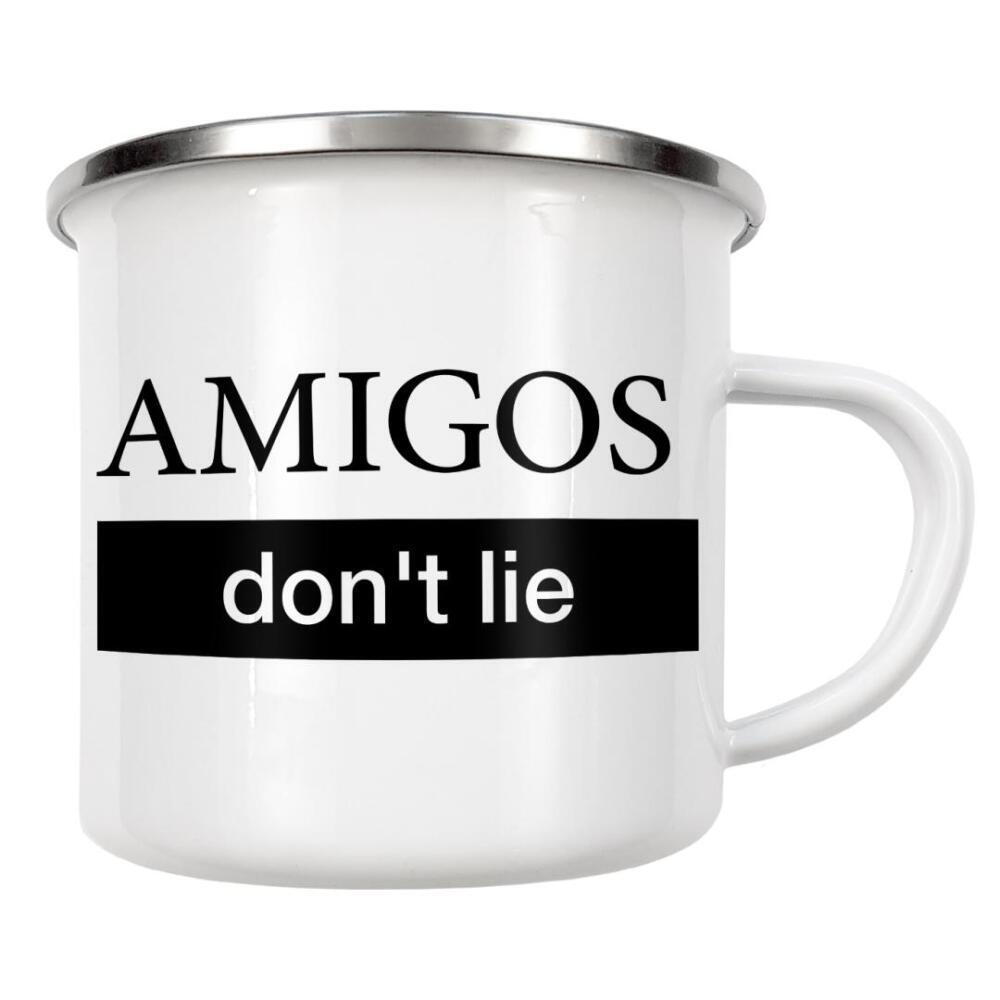 Emaille Tasse "Amigos" artboxONE - Typografie,Schwarzweiß,Männer