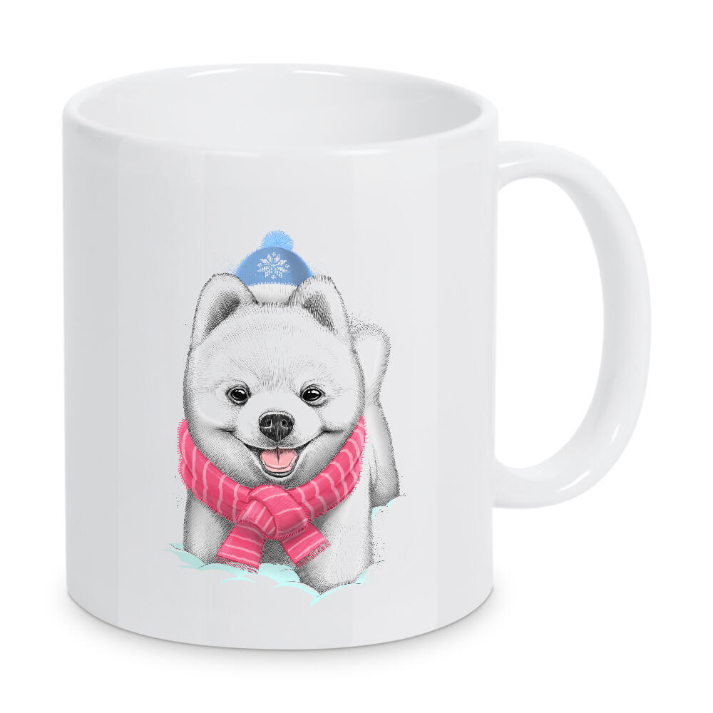 Tasse "Spitz dog" artboxONE - Natur,Tiere,Schwarzweiß,Weihnachten,Lustig - Hund,Spitz,Welpe,Tier,Winter,Xmas,Weihnachten