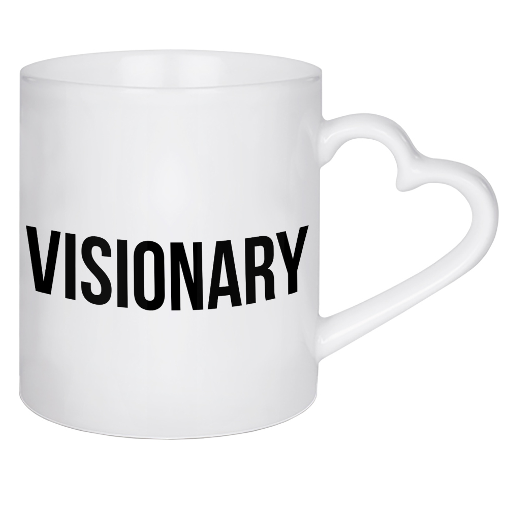 Herztasse "Visionary" artboxONE - Typografie,Schwarzweiß - Visionary,Vision,Visionär,Clairvoyant,Hellseher