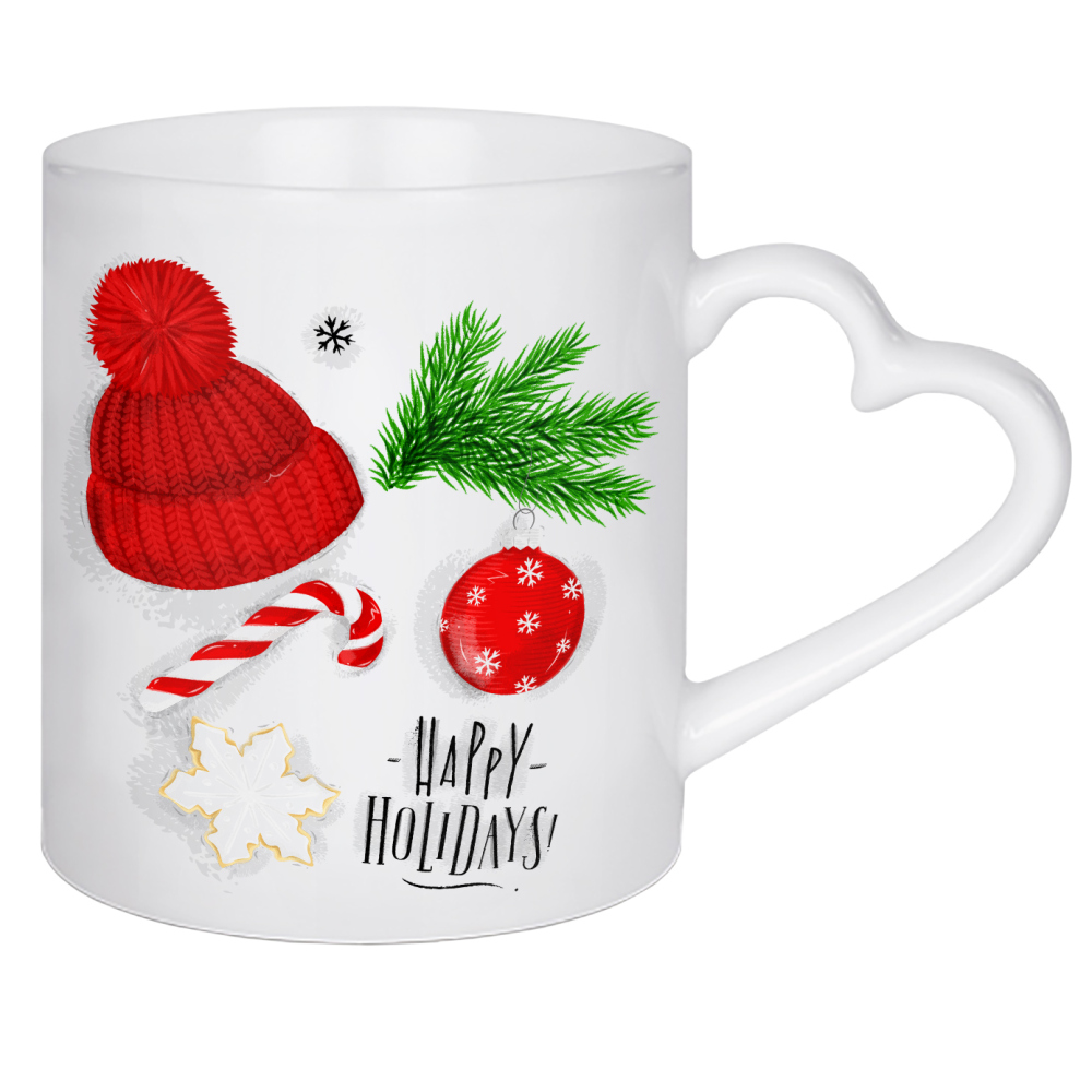 Herztasse "Christmas symbols hat" artboxONE - Schwarzweiß,Weihnachten