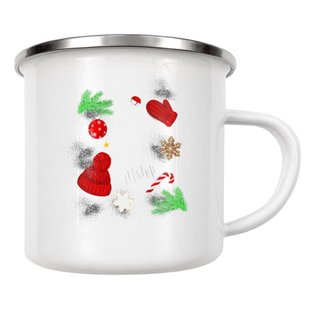 Emaille Tasse "Holly jolly christmas chalk" artboxONE - Schwarzweiß,Weihnachten