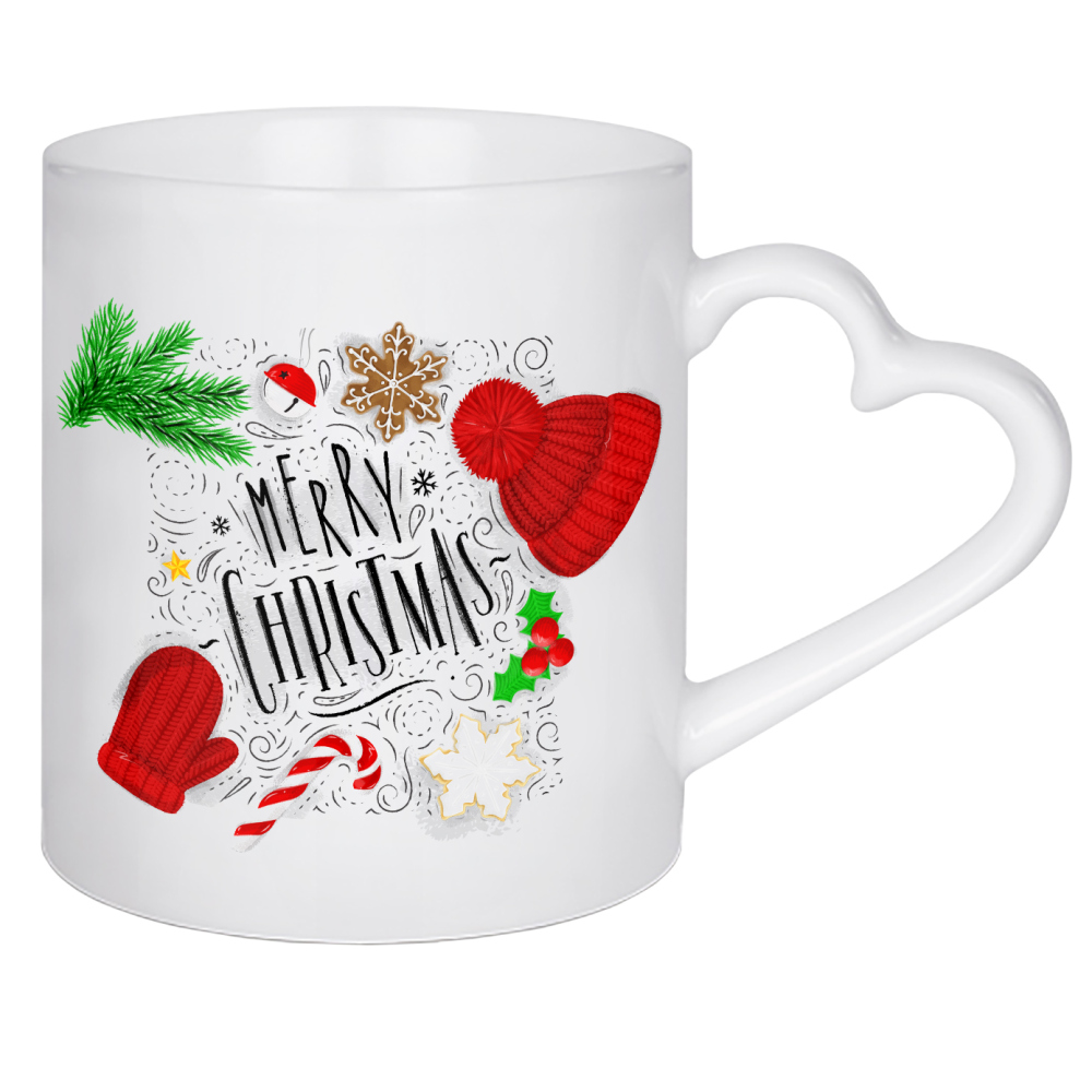 Herztasse "Merry christmas 5" artboxONE - Schwarzweiß,Weihnachten