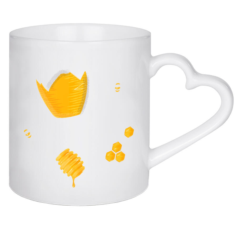 Herztasse "Honey elements chalk" artboxONE - Typografie,Essen & Trinken,Schwarzweiß,Streetart